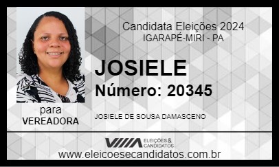 Candidato JOSIELE 2024 - IGARAPÉ-MIRI - Eleições