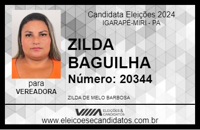 Candidato ZILDA BAGUILHA 2024 - IGARAPÉ-MIRI - Eleições