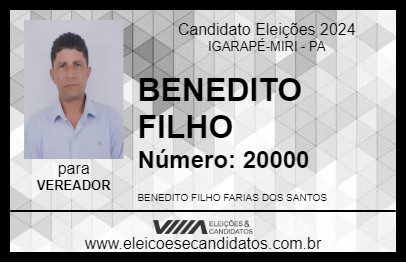 Candidato BENEDITO FILHO 2024 - IGARAPÉ-MIRI - Eleições