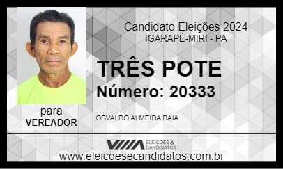 Candidato TRÊS POTE 2024 - IGARAPÉ-MIRI - Eleições