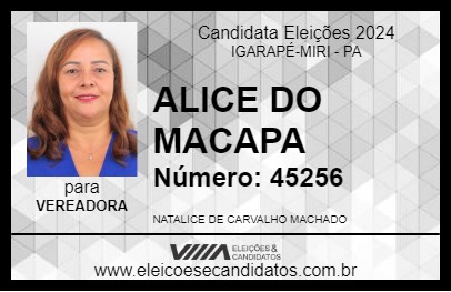 Candidato ALICE  DO MACAPA 2024 - IGARAPÉ-MIRI - Eleições