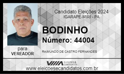 Candidato BODINHO 2024 - IGARAPÉ-MIRI - Eleições