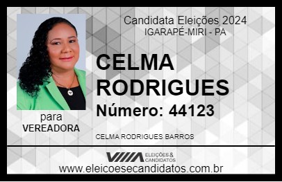 Candidato CELMA RODRIGUES 2024 - IGARAPÉ-MIRI - Eleições