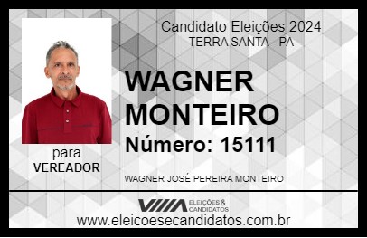 Candidato WAGNER MONTEIRO 2024 - TERRA SANTA - Eleições