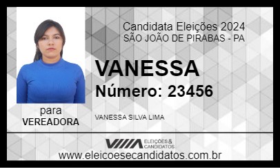 Candidato VANESSA 2024 - SÃO JOÃO DE PIRABAS - Eleições