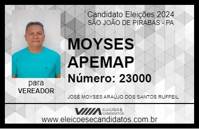 Candidato MOYSES APEMAP 2024 - SÃO JOÃO DE PIRABAS - Eleições