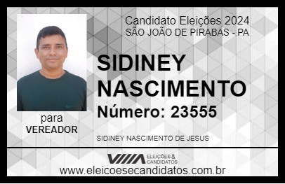 Candidato SIDINEY NASCIMENTO 2024 - SÃO JOÃO DE PIRABAS - Eleições