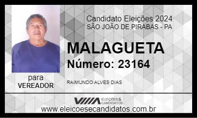 Candidato MALAGUETA 2024 - SÃO JOÃO DE PIRABAS - Eleições