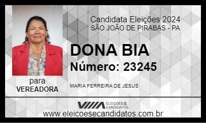 Candidato DONA BIA 2024 - SÃO JOÃO DE PIRABAS - Eleições