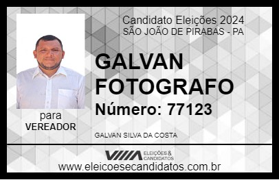 Candidato GALVAN FOTOGRAFO 2024 - SÃO JOÃO DE PIRABAS - Eleições