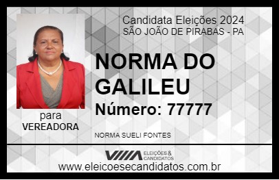 Candidato NORMA DO GALILEU 2024 - SÃO JOÃO DE PIRABAS - Eleições