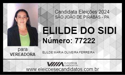 Candidato ELILDE DO SIDI 2024 - SÃO JOÃO DE PIRABAS - Eleições