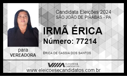 Candidato IRMÃ ÉRICA 2024 - SÃO JOÃO DE PIRABAS - Eleições