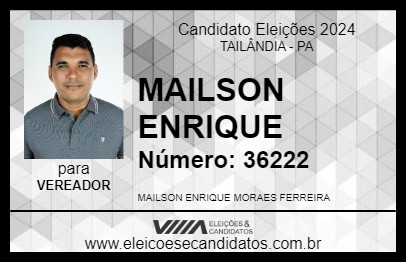 Candidato MAILSON ENRIQUE 2024 - TAILÂNDIA - Eleições