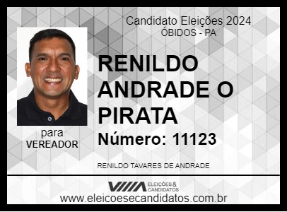 Candidato RENILDO ANDRADE O PIRATA 2024 - ÓBIDOS - Eleições