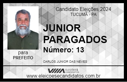 Candidato JUNIOR PARAGADOS 2024 - TUCUMÃ - Eleições