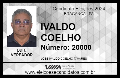 Candidato IVALDO COELHO 2024 - BRAGANÇA - Eleições