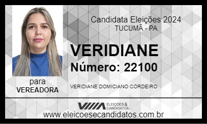 Candidato VERIDIANE 2024 - TUCUMÃ - Eleições