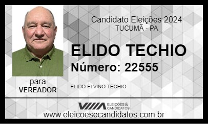 Candidato ELIDO TECHIO 2024 - TUCUMÃ - Eleições