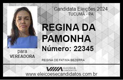 Candidato REGINA DA PAMONHA 2024 - TUCUMÃ - Eleições