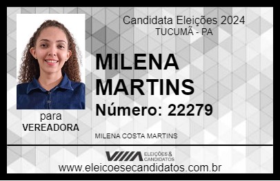 Candidato MILENA MARTINS 2024 - TUCUMÃ - Eleições