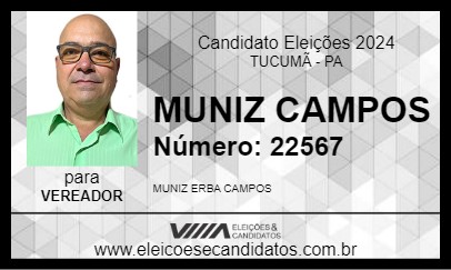 Candidato MUNIZ CAMPOS 2024 - TUCUMÃ - Eleições