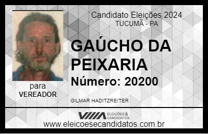 Candidato GAÚCHO DA PEIXARIA 2024 - TUCUMÃ - Eleições