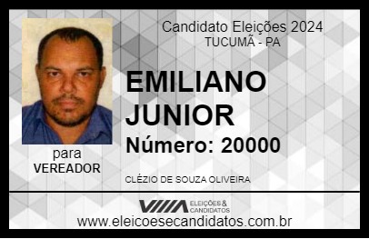 Candidato EMILIANO JUNIOR 2024 - TUCUMÃ - Eleições