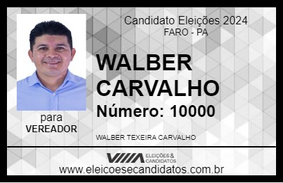 Candidato WALBER CARVALHO 2024 - FARO - Eleições