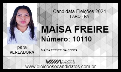 Candidato MAÍSA FREIRE 2024 - FARO - Eleições