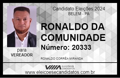 Candidato RONALDO DA COMUNIDADE 2024 - BELÉM - Eleições