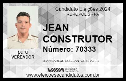 Candidato JEAN CONSTRUTOR 2024 - RURÓPOLIS - Eleições