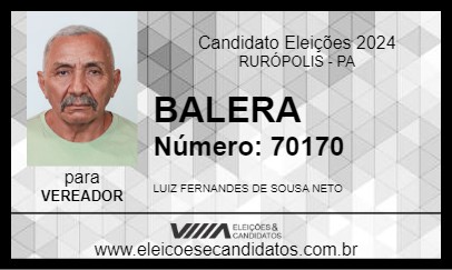 Candidato BALERA 2024 - RURÓPOLIS - Eleições