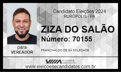 Candidato ZIZA DO SALÃO 2024 - RURÓPOLIS - Eleições