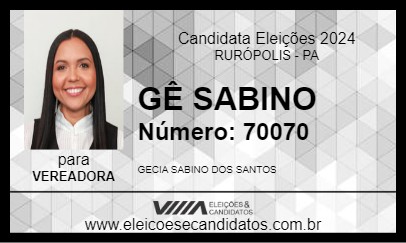 Candidato GÊ SABINO 2024 - RURÓPOLIS - Eleições