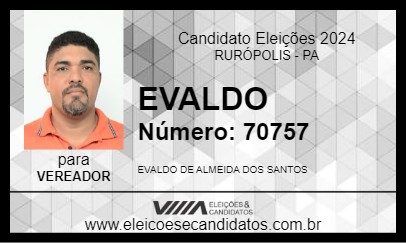 Candidato EVALDO 2024 - RURÓPOLIS - Eleições