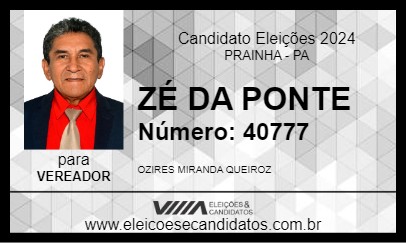 Candidato ZÉ DA PONTE 2024 - PRAINHA - Eleições