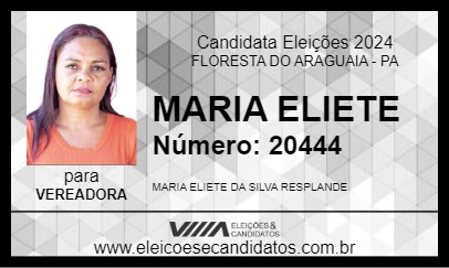 Candidato MARIA ELIETE 2024 - FLORESTA DO ARAGUAIA - Eleições