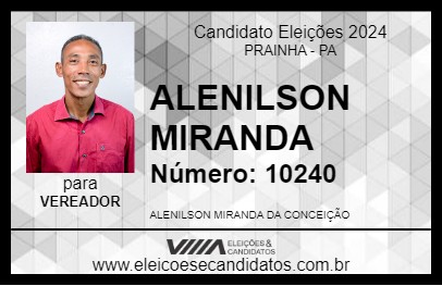 Candidato ALENILSON MIRANDA 2024 - PRAINHA - Eleições