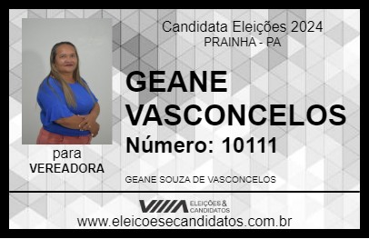 Candidato GEANE VASCONCELOS 2024 - PRAINHA - Eleições