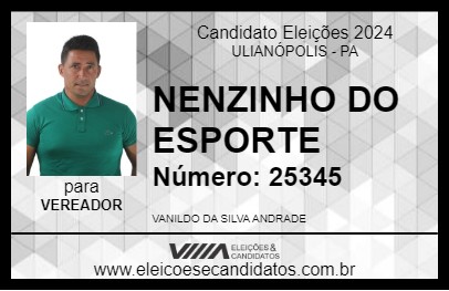 Candidato NENZINHO DO ESPORTE 2024 - ULIANÓPOLIS - Eleições