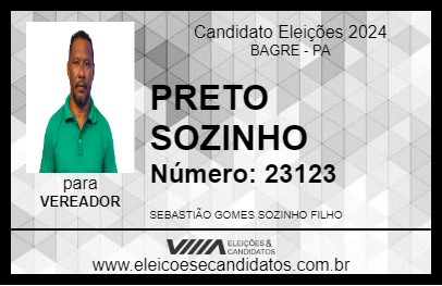 Candidato PRETO SOZINHO 2024 - BAGRE - Eleições