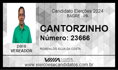 Candidato CANTORZINHO 2024 - BAGRE - Eleições