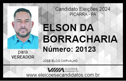 Candidato ELSON DA BORRACHARIA 2024 - PIÇARRA - Eleições