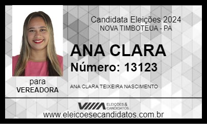 Candidato ANA CLARA 2024 - NOVA TIMBOTEUA - Eleições