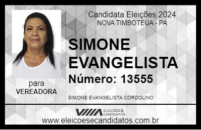 Candidato SIMONE EVANGELISTA 2024 - NOVA TIMBOTEUA - Eleições