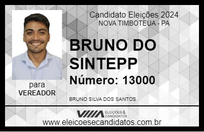 Candidato BRUNO DO SINTEPP 2024 - NOVA TIMBOTEUA - Eleições