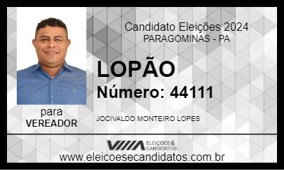 Candidato LOPÃO 2024 - PARAGOMINAS - Eleições