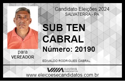 Candidato SUB TEN CABRAL 2024 - SALVATERRA - Eleições