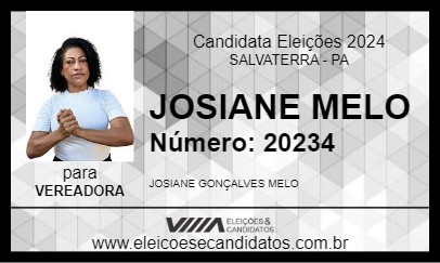 Candidato JOSIANE MELO 2024 - SALVATERRA - Eleições